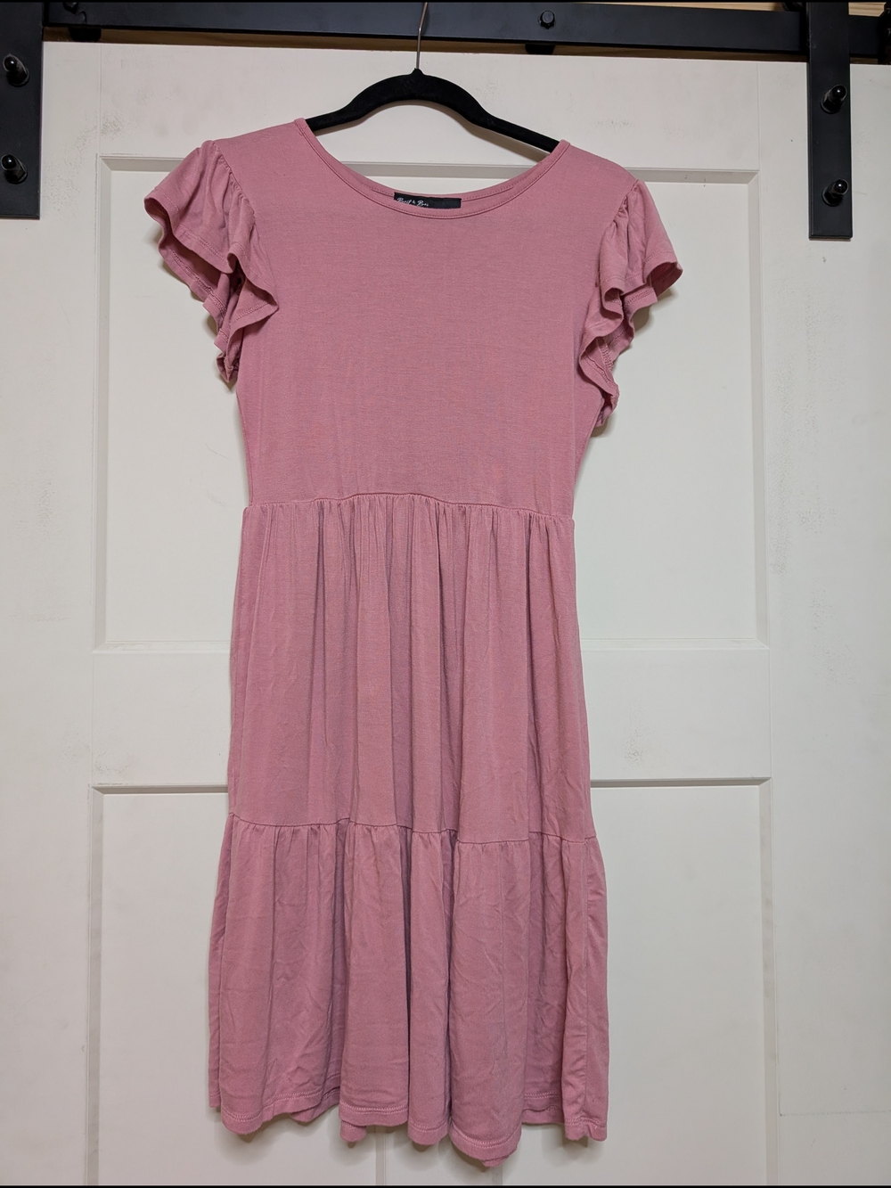 Brit & Bri Pink Ruffle-Sleeve Tiered Casual Dress Size Small